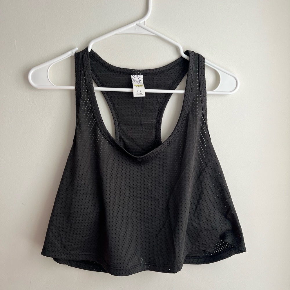 Aerie Black Mesh Racerback Muscle Tee